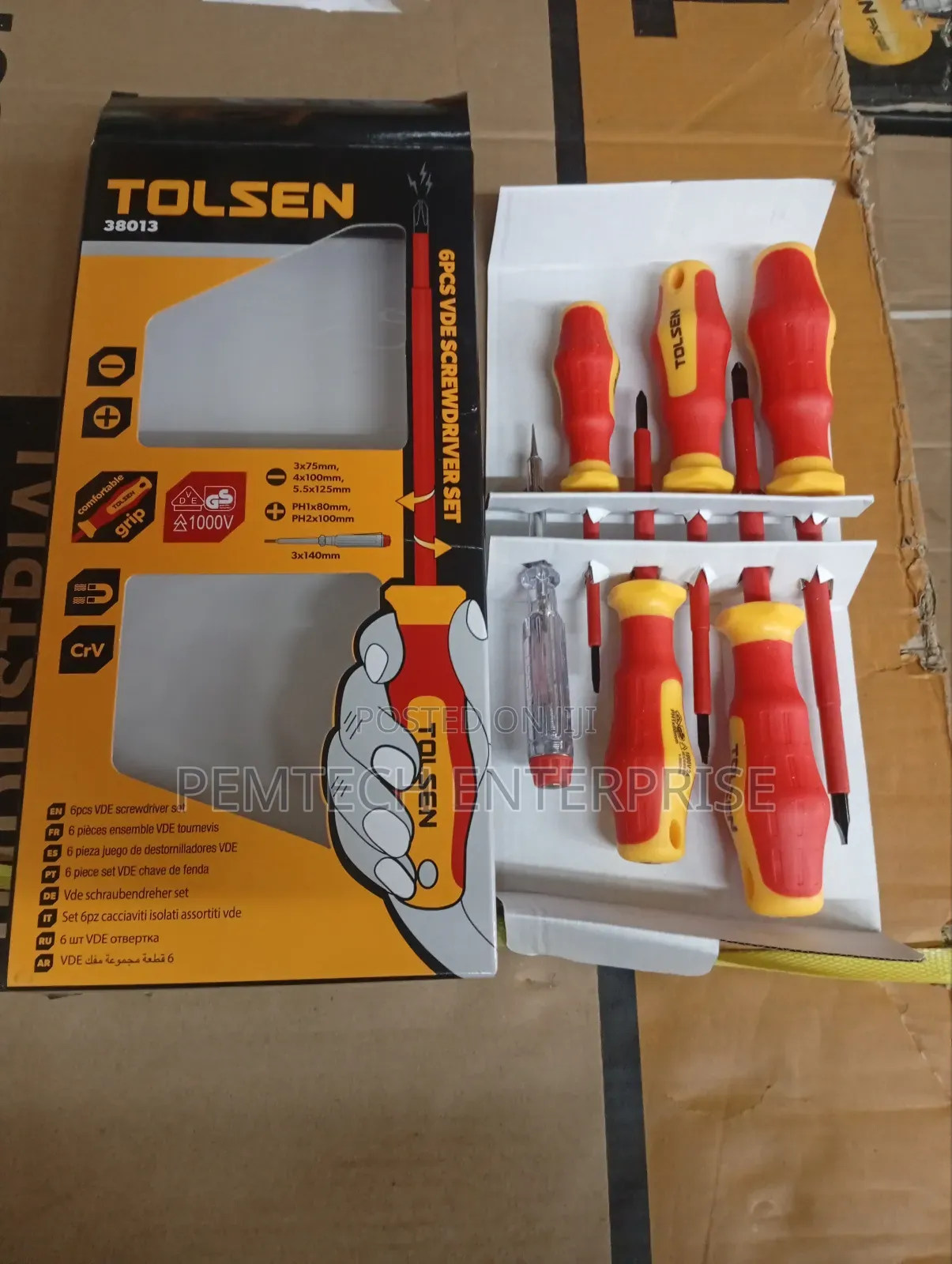 Tolsen 6-Piece Vde Insulated Screwdriver Set, Model Number 38013.