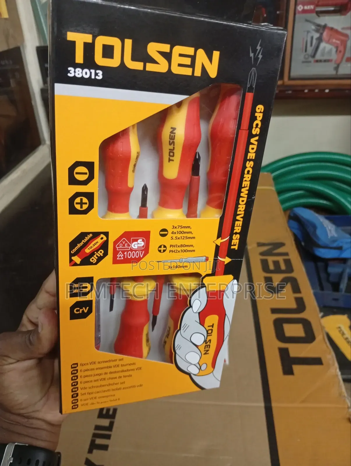 Tolsen 6-Piece Vde Insulated Screwdriver Set, Model Number 38013.