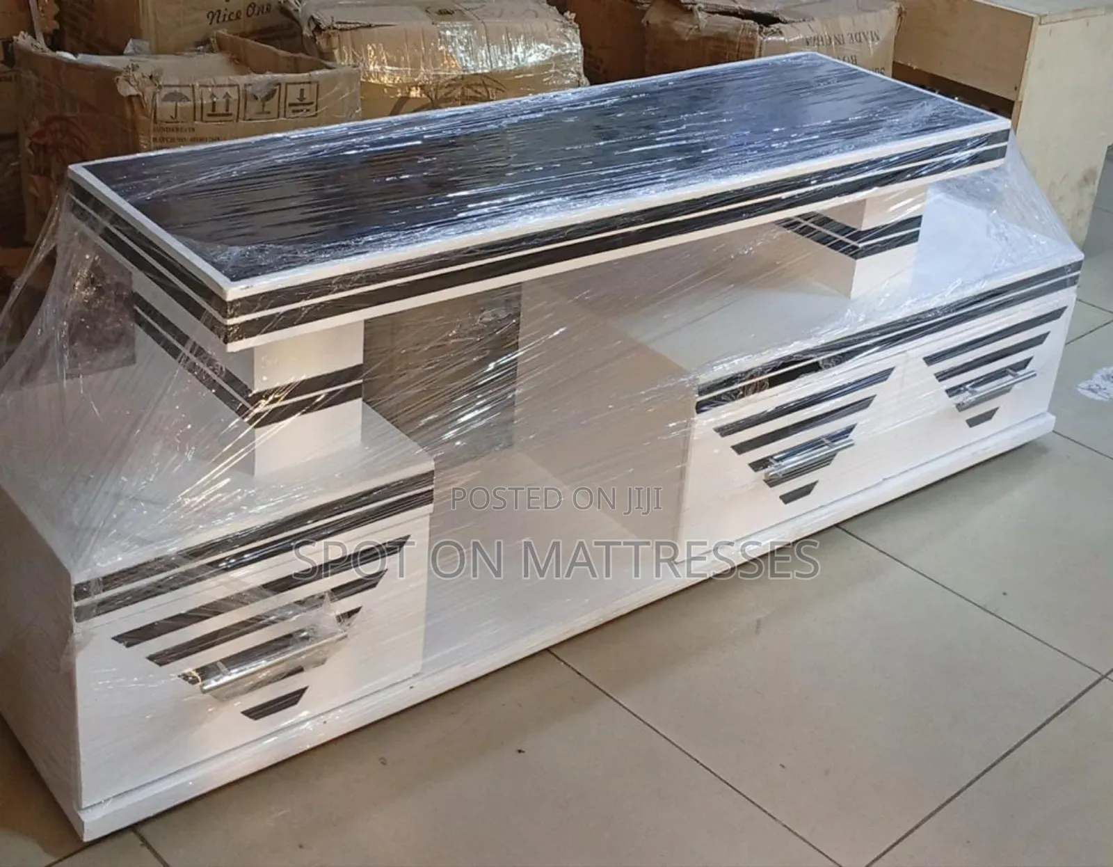 Tv Stand With Led Lights Fitted Support Up to 50" Tv Size With Drawers