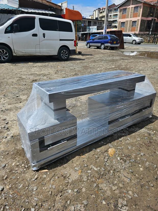 Grey-Coloured Tv Stand With 3 Drawers and Led Lights + Free Delivery.