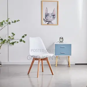Home Dining Chair; Plastic Eames Chair With Cushion With Wood Base