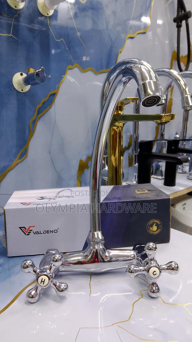 Valdeno Wall Kitchen Sink Mixer (Silver