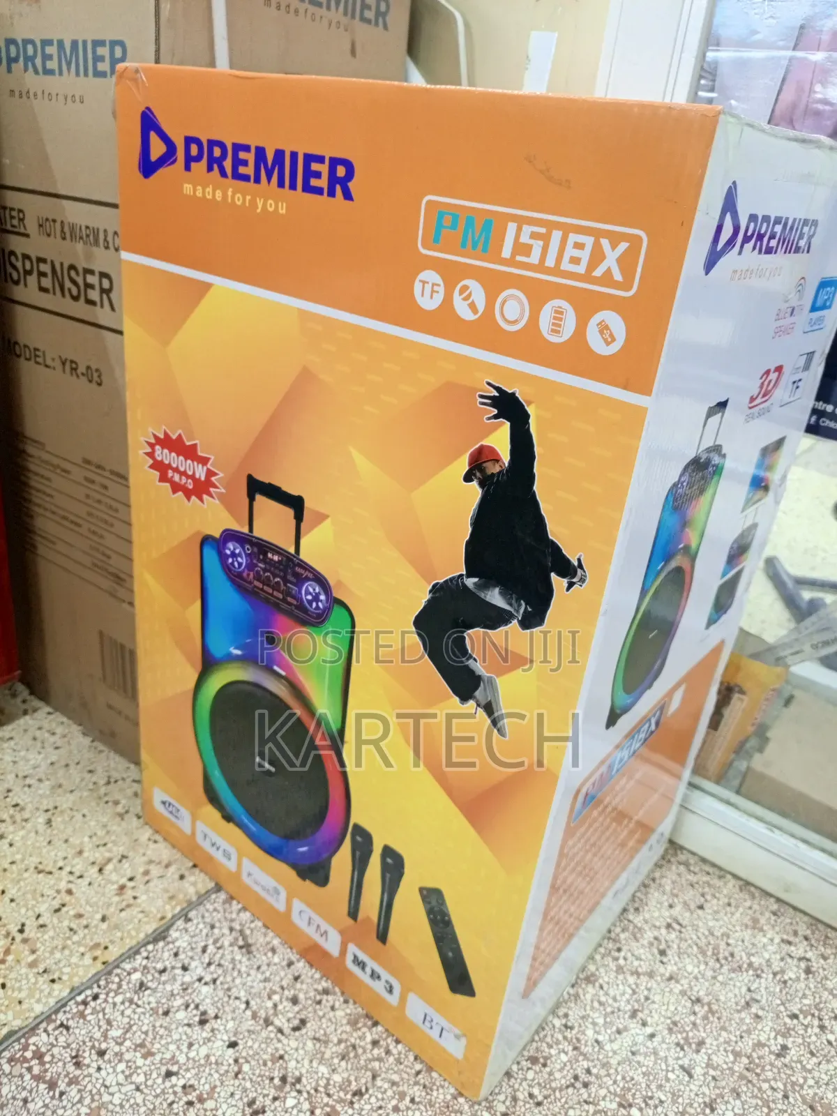 Premier Pm1518x Portable Trolley Speaker System With 2 Microphones