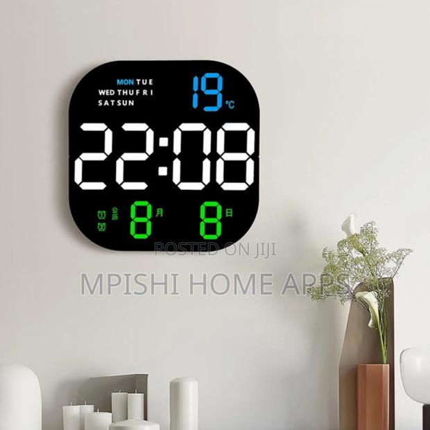 Square Digital Wall Clock 23cm × 23cm - main view