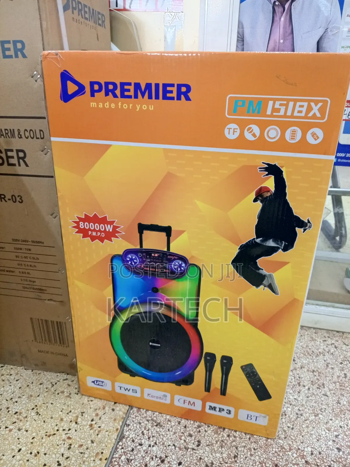 Premier Pm1518x Rechargeable Party Speaker With Dual Microphones
