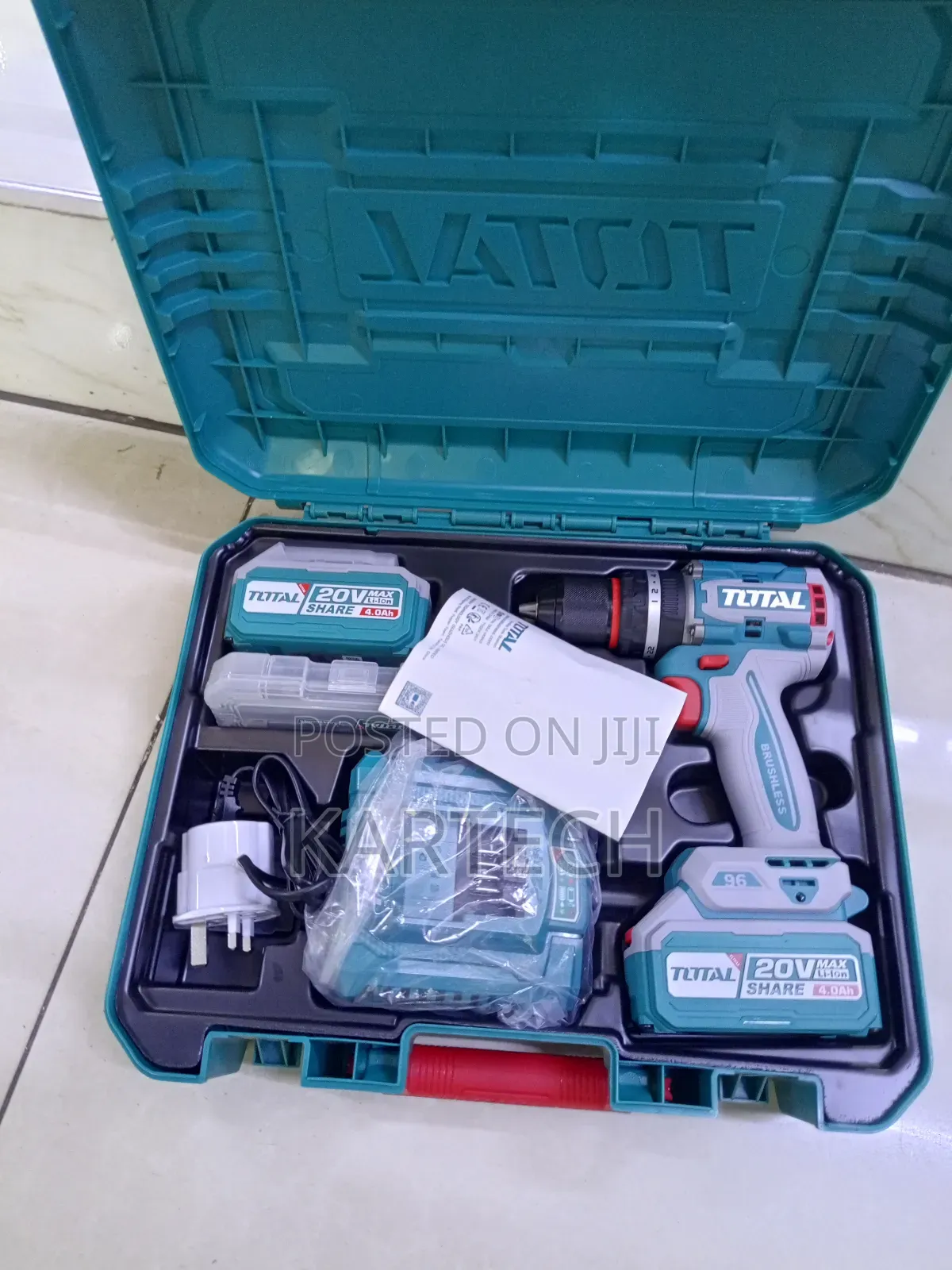 Total 20v Brushless Cordless Impact Drill – 96nm, 2×4.0ah Batteries