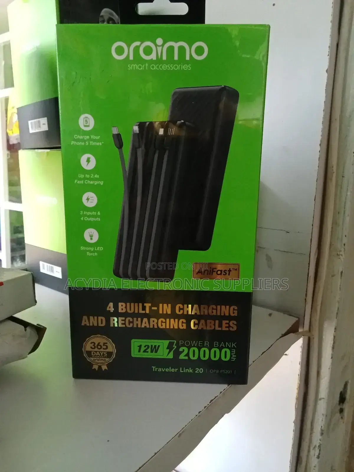 Oraimo Traveller Link 20 20000mah With Four Built-in Cabless