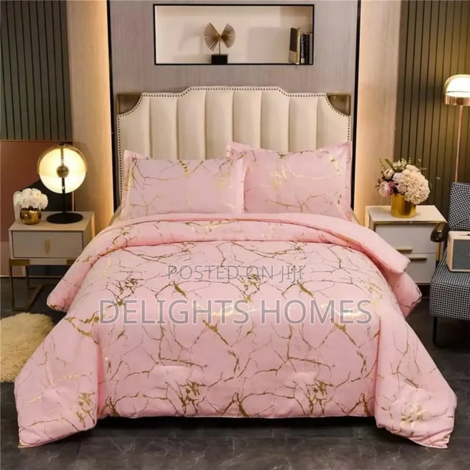 Luxury Gold Marble Texture Foil Style Duvet Cover Set-Sk