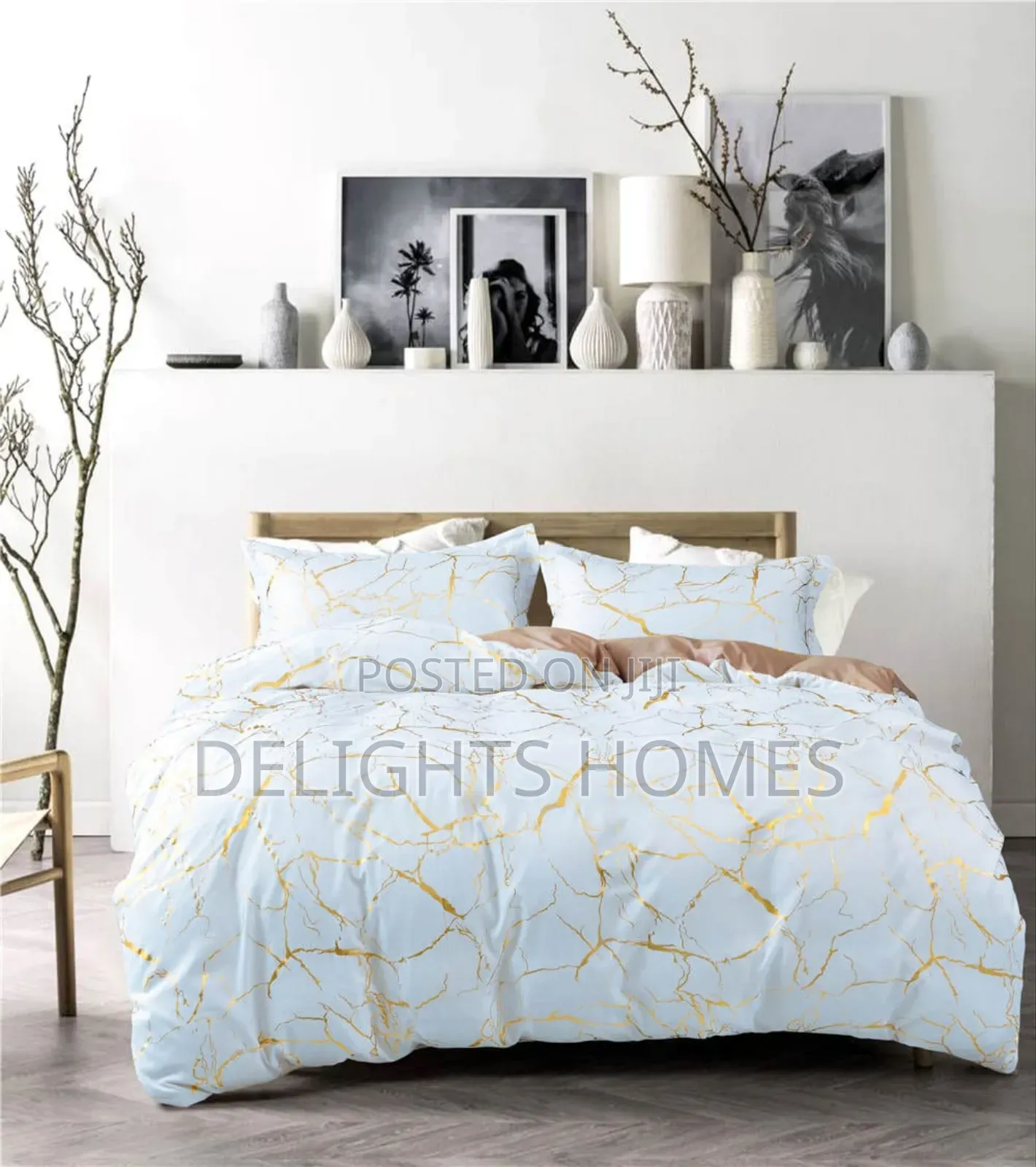 Luxury Gold Marble Texture Foil Style Duvet Cover Set-Sk