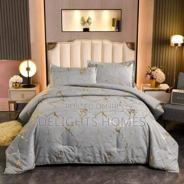 Luxury Gold Marble Texture Foil Style Duvet Cover Set-Sk - thumbnail 3