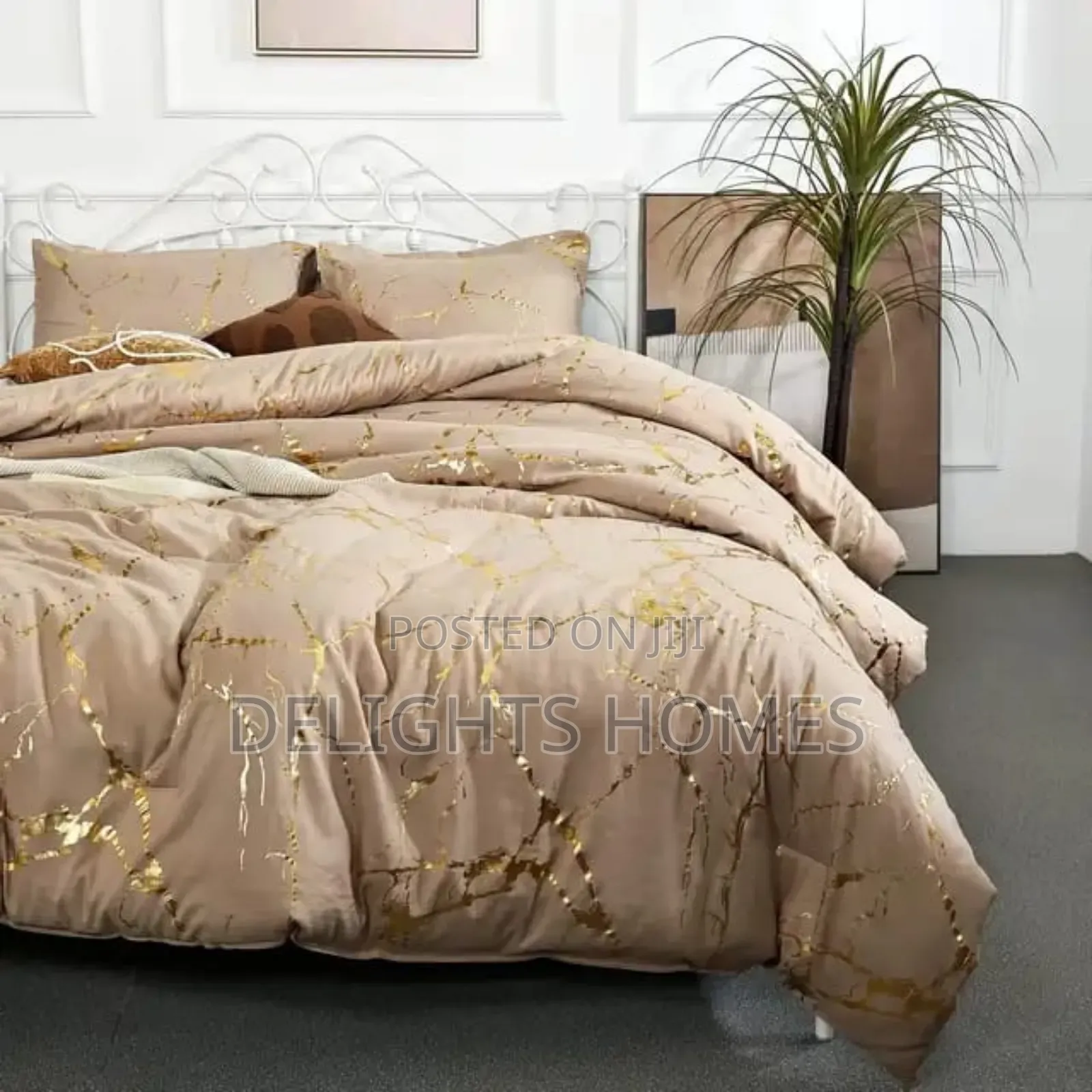 Luxury Gold Marble Texture Foil Style Duvet Cover Set-Sk