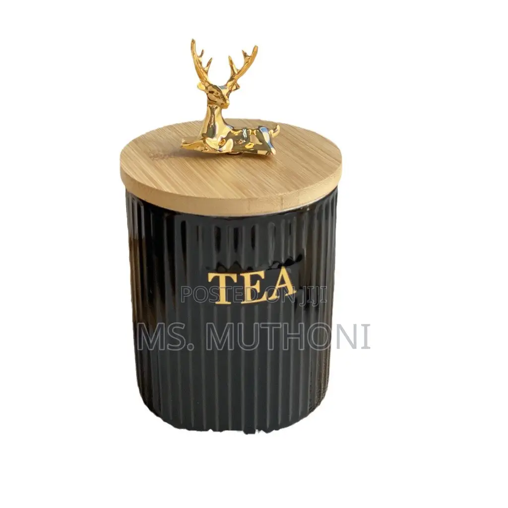 3pcs Ribbed Porcelain Ceramic Tea,Coffee Sugar Canister