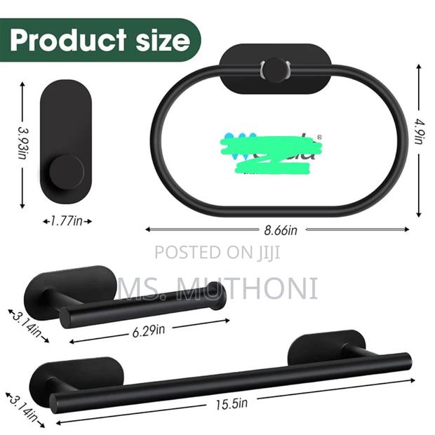 4pcs/Set Bathroom Stainless Steel Towel Ring - thumbnail 4