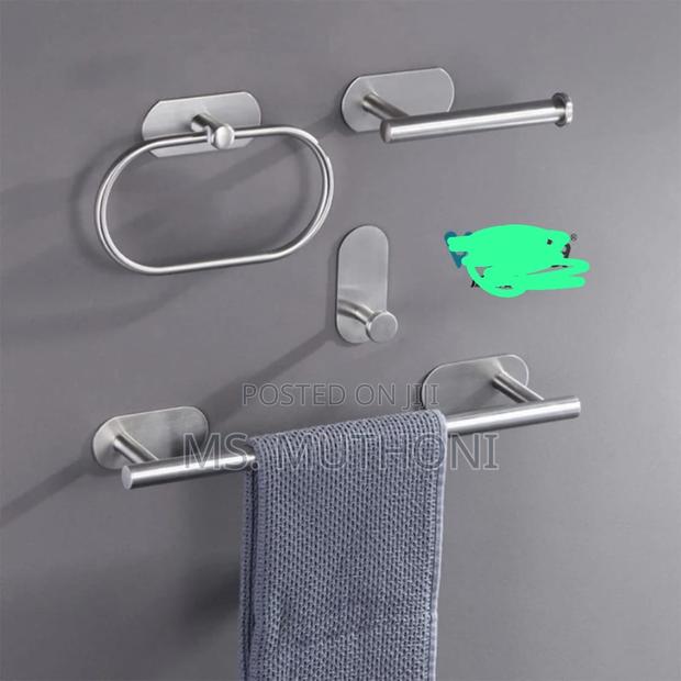 4pcs/Set Bathroom Stainless Steel Towel Ring - thumbnail 3