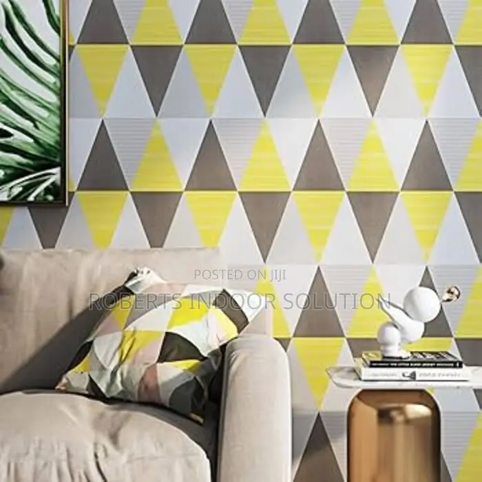 Stylish Self Adhesive Yellow Triangle Wallpapers