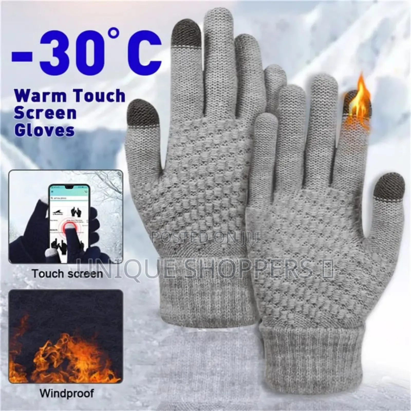 Touch Screen Gloves Stretch Classical Knit Mittens Wool Full Finger