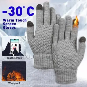 Touch Screen Gloves Stretch Classical Knit Mittens Wool Full Finger