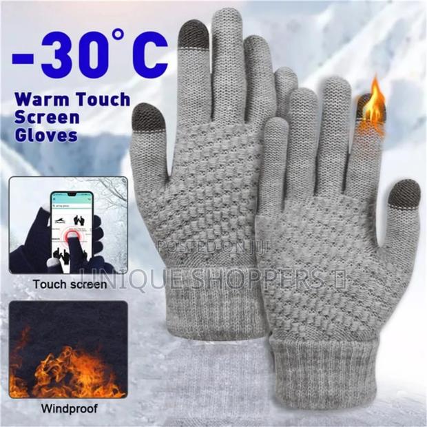 Touch Screen Gloves Stretch Classical Knit Mittens Wool Full Finger - thumbnail 2