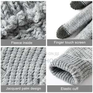 Touch Screen Gloves Stretch Classical Knit Mittens Wool Full Finger