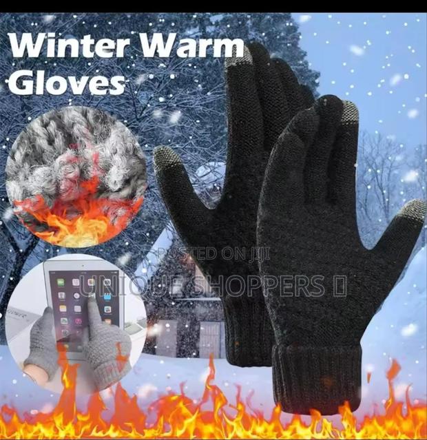 Touch Screen Gloves Stretch Classical Knit Mittens Wool Full Finger - thumbnail 5