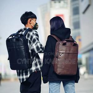 Shades: Dark Brown, Brown and Black Unisex Backpack - thumbnail 2