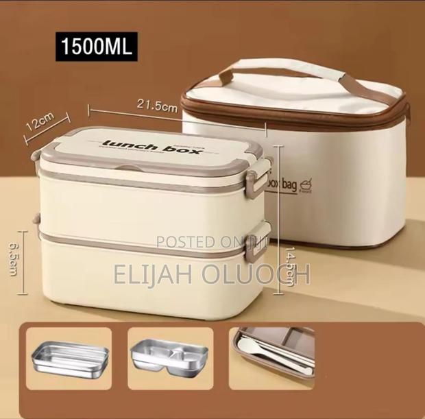 Double Layered Lunch Box With Matching Lunch Bag