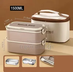Double Layered Lunch Box With Matching Lunch Bag