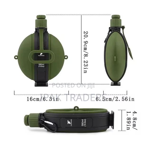 Foldable Silicone Water Bottle With Compass - Retractable 580ml - thumbnail 2