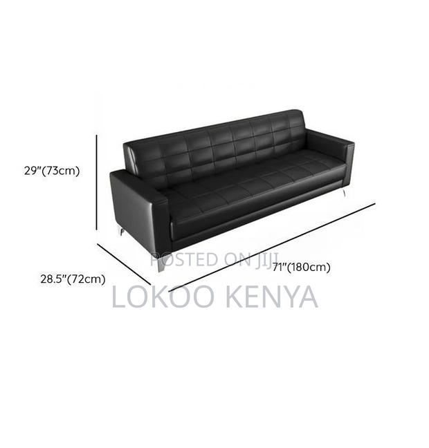 Office Sofa : Black Leather 5-Seater Sofa for Office - thumbnail 2