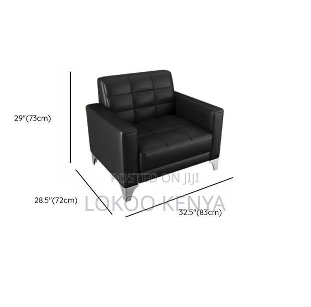 Office Sofa : Black Leather 5-Seater Sofa for Office - thumbnail 3