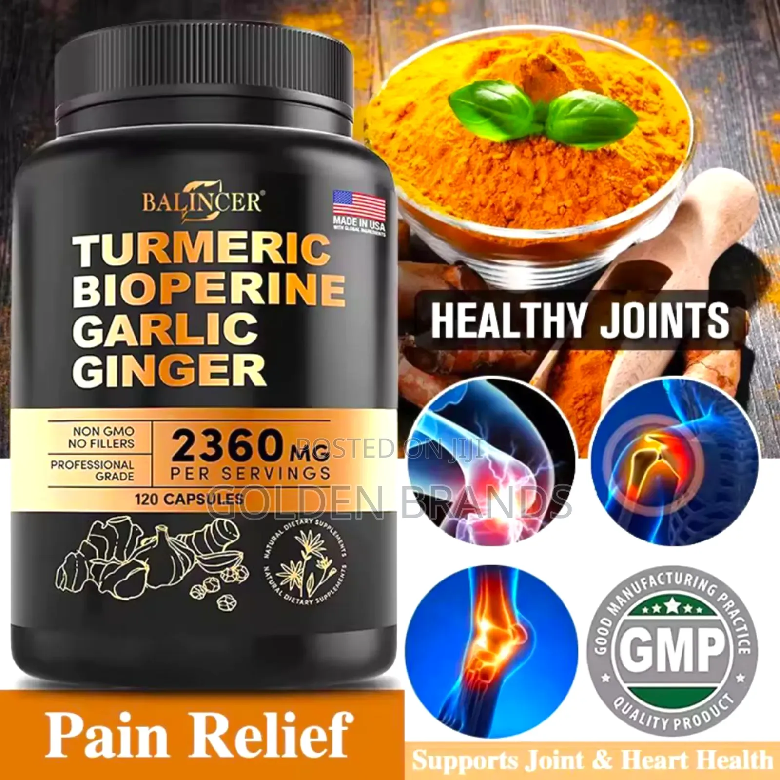 Turmeric -With Bioperine, Garlic, Ginger - 95% Curcuminoids,