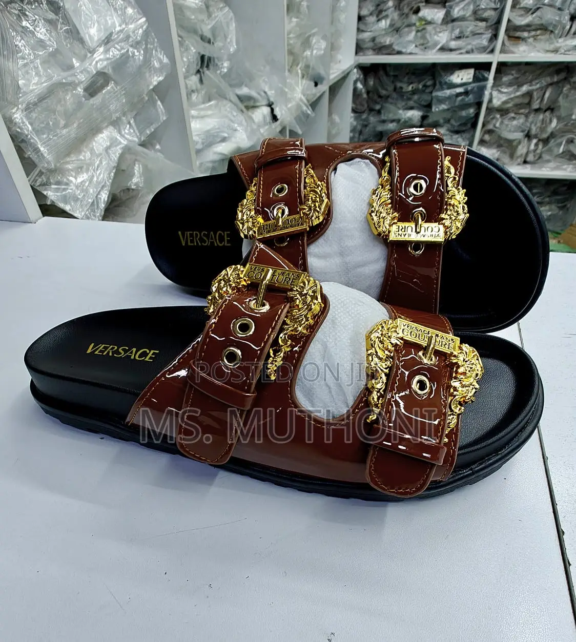 Versace Baroque Jeans Couture Sliders Size 36-42
