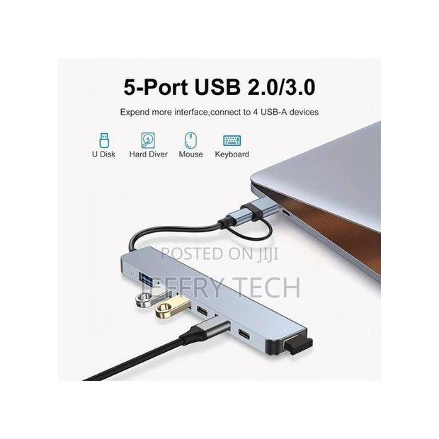 7 in 1 Usb 3.0 Hub, Type-C Splitter, Adapter, Dual Head Docking Statio - thumbnail 3