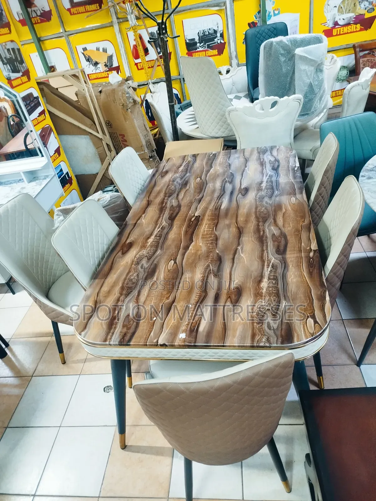 Elegant 6-Seater Dining Set With Marble Top Table + Free Delivery! 