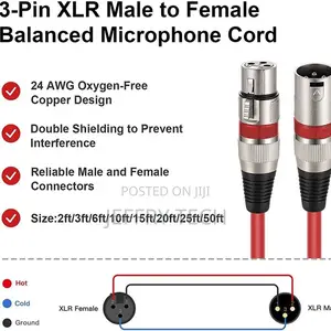 XLR Mf Cable 3-Pin for Mic Mixer, Speakers,Recording Studio