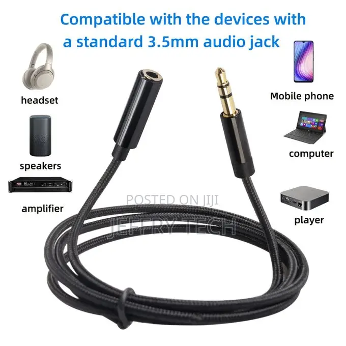 3.5mm Male to Female Audio Extension Cord for Phones Tablets M Players