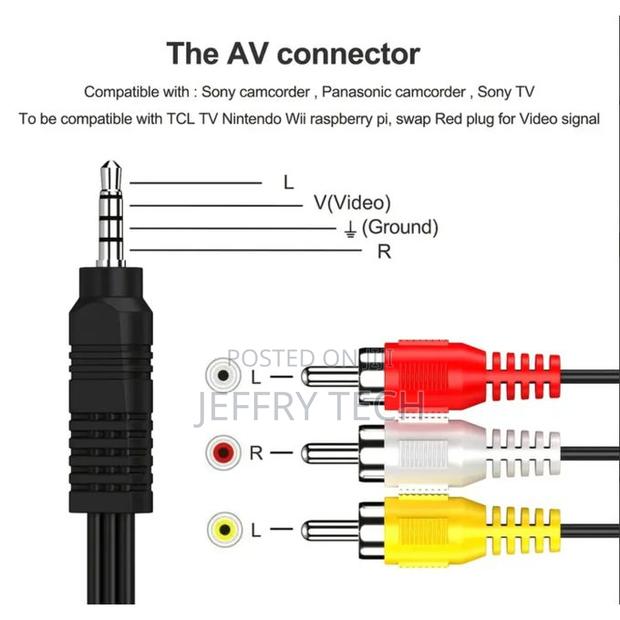 3.5 Mm to 3rca Av Audio Video Aux Cable for Smartphones,Mp3, Tablets - thumbnail 3