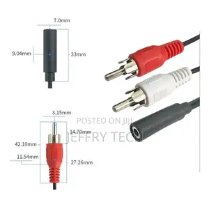 3.5mm Female to 2 Rca Male Stereo Audio Y Cable Adapter