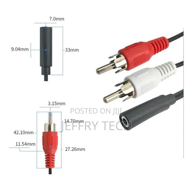 3.5mm Female to 2 Rca Male Stereo Audio Y Cable Adapter - thumbnail 3