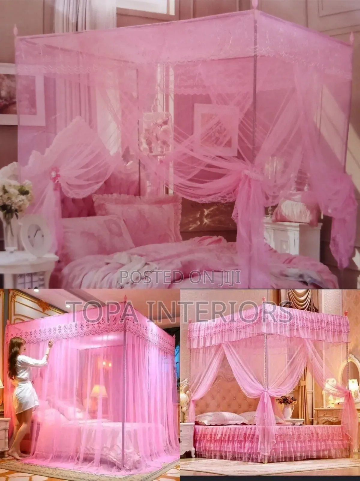 Baby Pink 4 Stand Bedroom Mosquito Nets