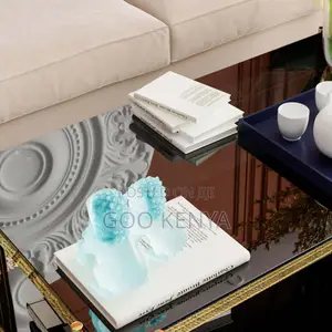 Home Table; Elegant Rectangular Black Coffee Table With Gold Legs