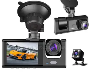 Super Hd Dash Cam Camera. 3 in 1 Records Front, In, Behind.