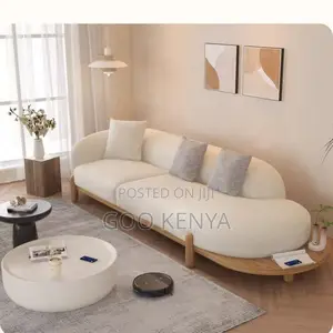 Home Sofa; High-Quality White Fabric 3-Seater Sofa