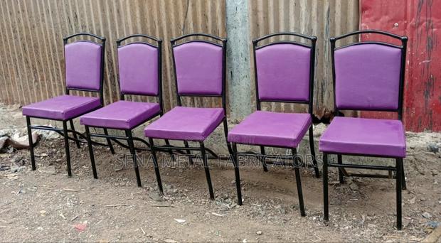 Purple Hotel Chairs With Black Metal Frame. - thumbnail 2