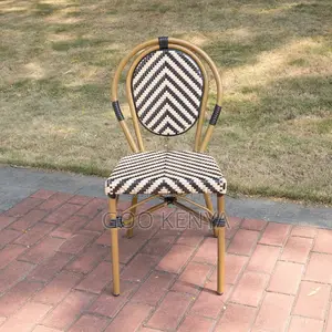 Home Chair; Rattan Patio Chair With Steel Frame for Dining