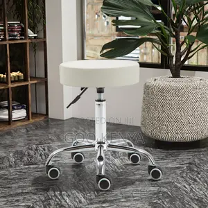 Home/Office Stool; Leather Rolling Stool With Adjustable Height