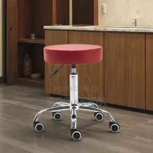 Home/Office Stool; Leather Rolling Stool With Adjustable Height