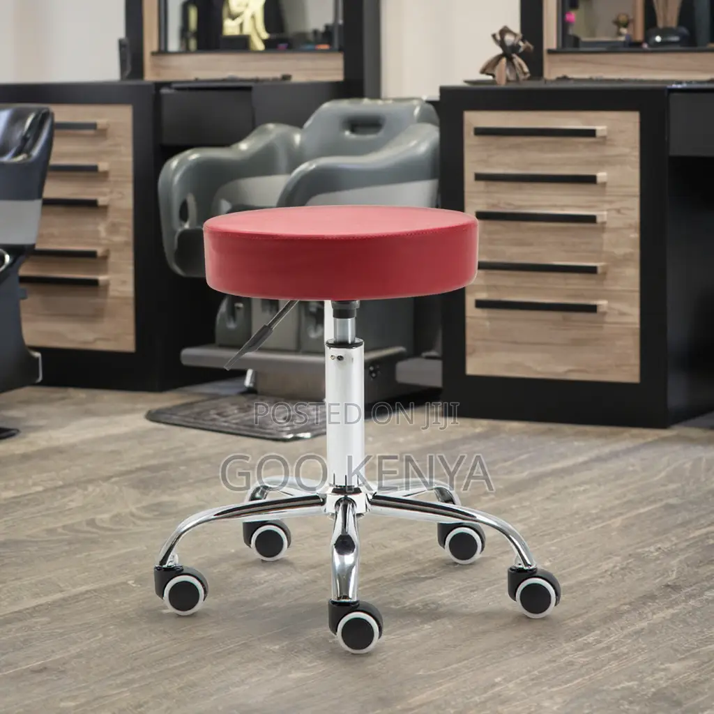 Home/Office Stool; Leather Rolling Stool With Adjustable Height