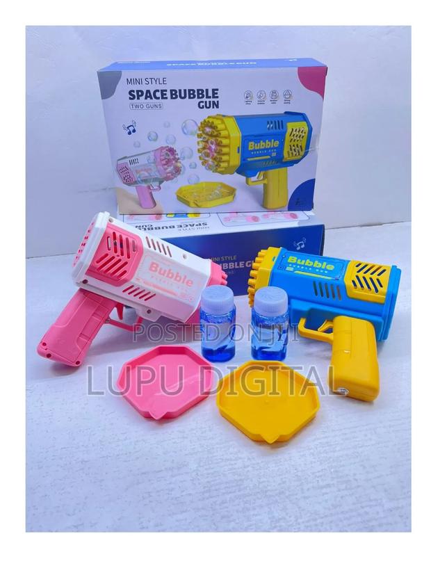 2 in 1 Bubble Gun. Colours: Blue and Pink 2 Pieces in a Box