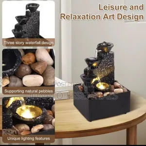 Indoor Tabletop Water Fountain With Led Lights. Home Office Decor.